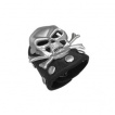 Bague cuir tête de mort pirate