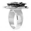 Bague femme acier fleur noire sculpte