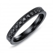 Bague femme noire en acier  pourtour de pierres