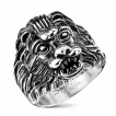 Bague homme acier  tte de lion scupte