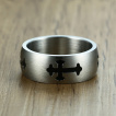 Bague homme acier bross  croix mdivale noire