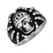 Bague homme acier tte de mort Biker avec pattes d'araigne