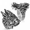 Bague homme gothique acier tte de dragon chinois