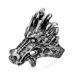 Bague homme gothique acier tte de dragon chinois