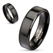 Bague mixte acier noire  bords biseauts