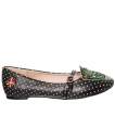 Ballerines rockabilly noires à écussons cranes de sucre cactus - Banned