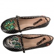 Ballerines rockabilly noires à écussons cranes de sucre cactus - Banned