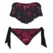 Bikini gothique noir avec roses ensanglantées
