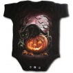 Body bébé gothique noir avec chat noir sur citrouille Halloween