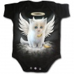 Body bb gothique noir avec chat blanc en ange