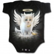 Body bébé gothique noir avec chat blanc en ange