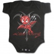 Body bébé gothique noir avec petit diable à fourche sur tribal