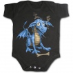 Body bb gothique noir  dragon bleu apprivois avec os