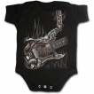 Body bébé gothique noir  à guitare avec dragon et cranes