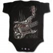Body bébé gothique noir à guitare avec dragon et cranes