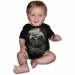 Body bébé noir punk-rock à chien bulldog avec piercing au nez