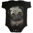 Body bébé noir punk-rock à chien bulldog avec piercing au nez
