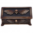 Boîte à bijoux aspect bronze vieilli avec Crâne à ailes de papillon de nuit