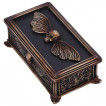 Boîte à bijoux aspect bronze vieilli avec Crâne à ailes de papillon de nuit