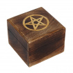 Boite en bois  pentacle / pentagramme en laiton (11x13,5x13,5cm)