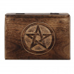 Boite en bois  pentacle pour cartes de tarot /  (6x18x13cm)