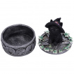 Boite à pentacles et chaton noir à chapeau de sorcier - 15cm