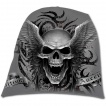 Bonnet gothique homme gris avec tête de mort ailée