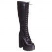 Bottes noires similicuir goth-rock  lacets modle Lyla - Banned