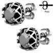 Boucles d'oreilles en acier style couronne royale sertie (Paire)