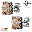 Boucles d'oreilles en acier style mdival avec pierres rectangulaires (Paire)