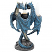 Bougeoir d'autel dragon bleu entrelac (23cm)