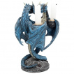 Bougeoir d'autel dragon bleu entrelac (23cm)