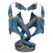 Bougeoir d'autel dragon bleu entrelac (23cm)