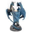 Bougeoir d'autel dragon bleu entrelac (23cm)