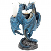 Bougeoir d'autel dragon bleu entrelac (23cm)
