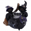 Bougeoir chaudron  3 chatons sorciers (12,5cm)