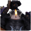 Bougeoir chaudron  3 chatons sorciers (12,5cm)