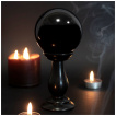 Boule de cristal noire 9cm avec support bois (total 19cm pour 1,118kg)