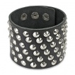 Bracelet cuir ajustable avec 6 rangées de cones métal