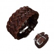 Bracelet cuir tress  attache double ceinture