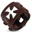 Bracelet en cuir marron à croix de Malte ajourée