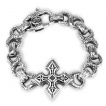 Bracelet homme acier à maillons scuptés et croix celtique