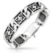 Bracelet homme acier  plaquettes graves et vieillies