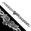 Bracelet homme acier biker-rock à crane ailé