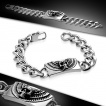 Bracelet homme biker à plaque avec crane ailé