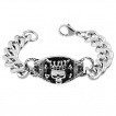 Bracelet homme en acier avec crane de roi et grosses mailles