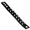 Bracelet homme en cuir noir surpiqué à cônes métalliques