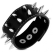 Bracelet homme en cuir noir surpiqué à cônes métalliques