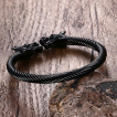 Bracelet homme jonc en acier vrill noir  ttes de dragon