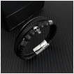 Bracelet homme rock similicuir  Tte de mort et perles noires